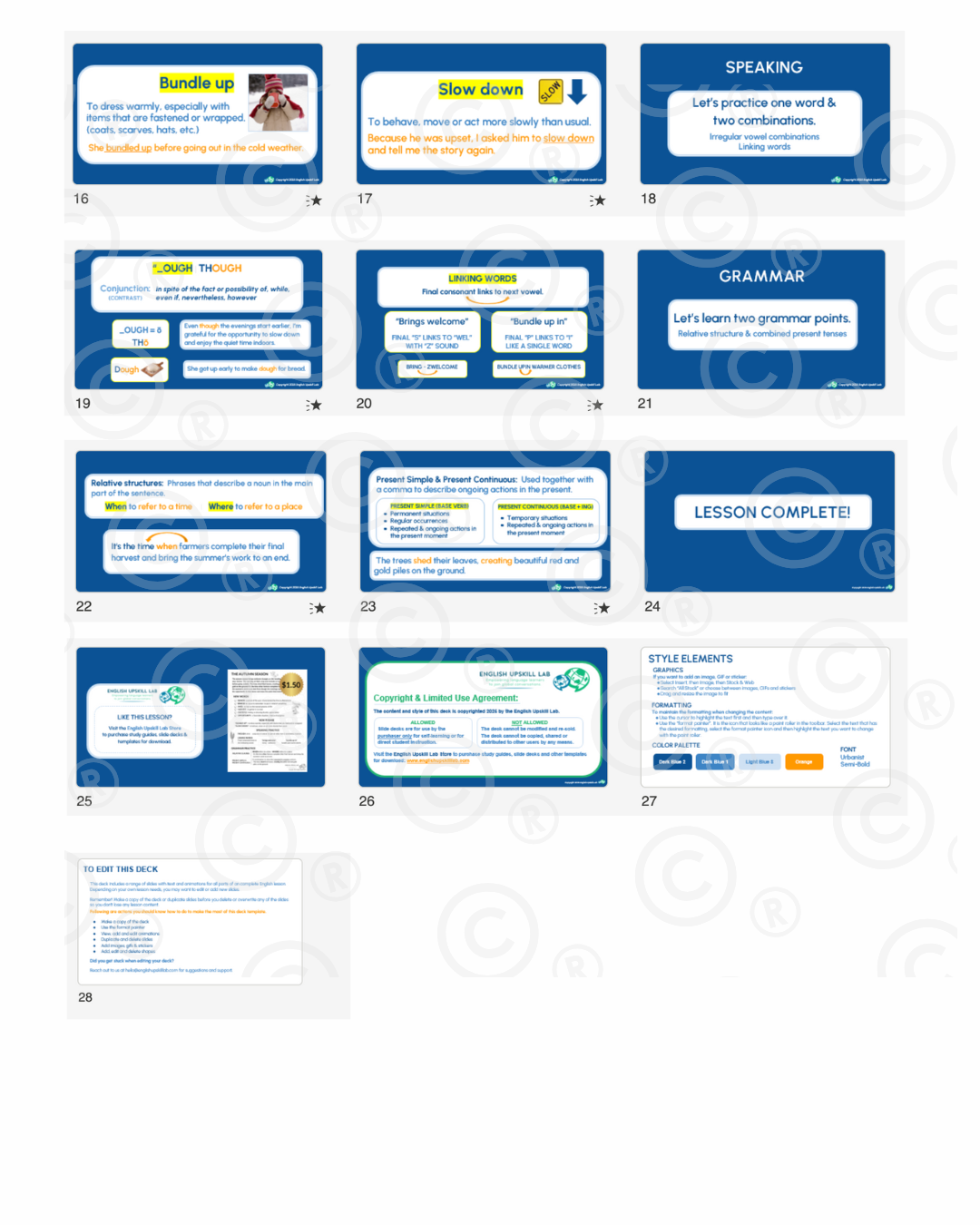 English Lesson Slide Deck: Autumn Season