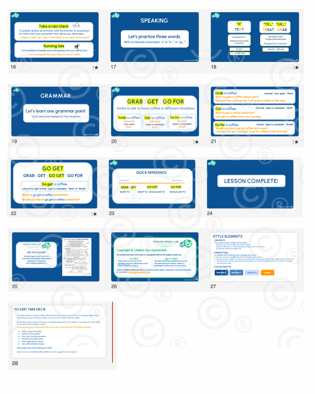 English Lesson Slide Deck: Going for Coffee