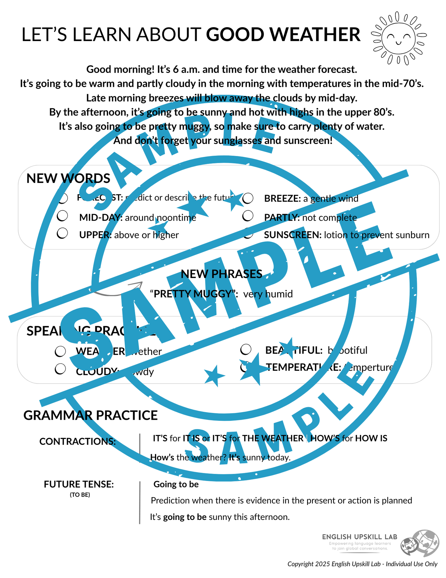 Good Weather - Quick Study Guide (Individual)