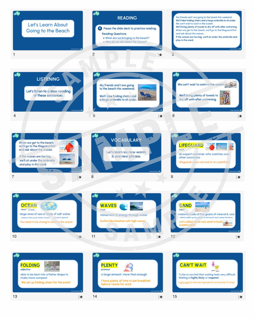 English Lesson Slide Deck: Going to the Beach