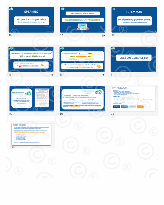 English Lesson Slide Deck: Going to the Beach