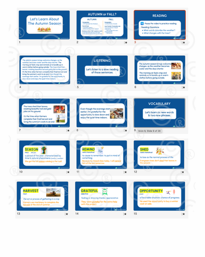 English Lesson Bundle: The Autumn Season