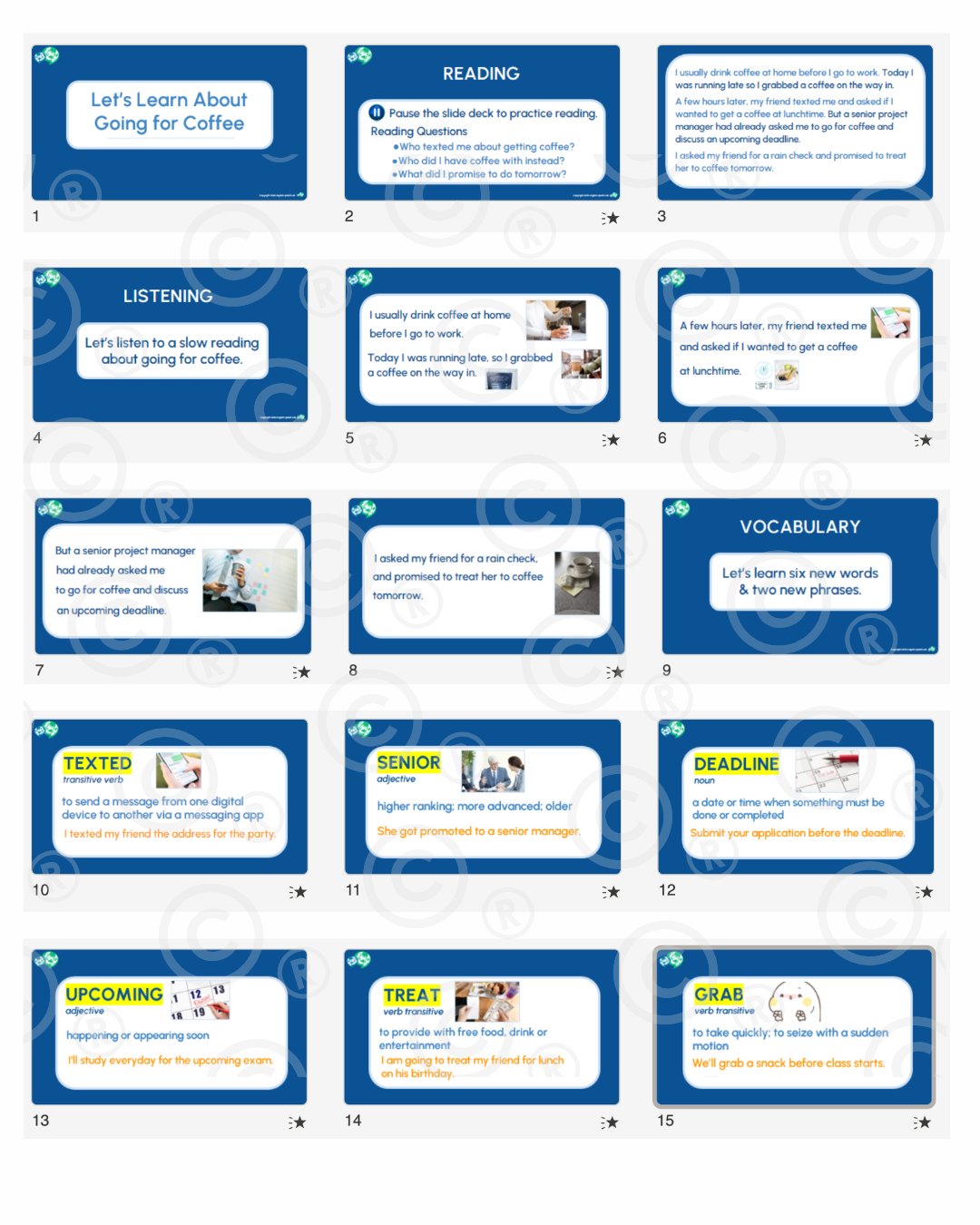 English Lesson Slide Deck:  Going for Coffee