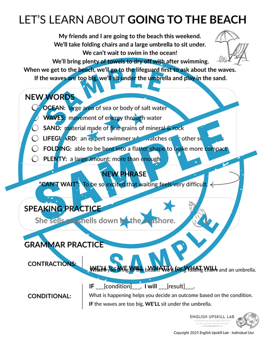 Going to the Beach - Quick Study Guide (Individual)