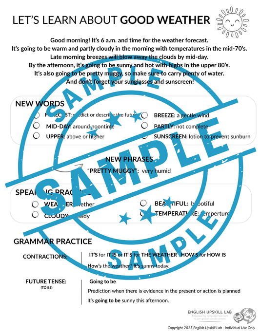Good Weather - Quick Study Guide (Individual)