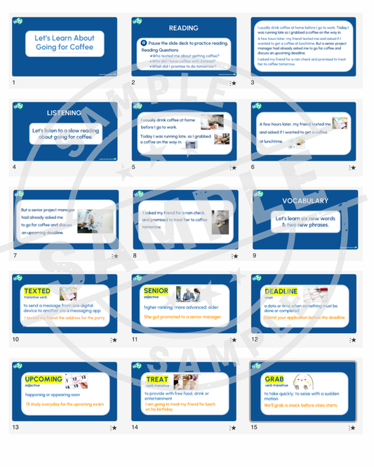 English Lesson Slide Deck:  Going for Coffee