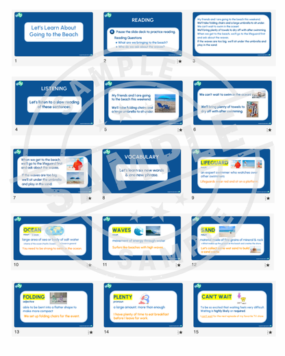 English Lesson Slide Deck: Going to the Beach