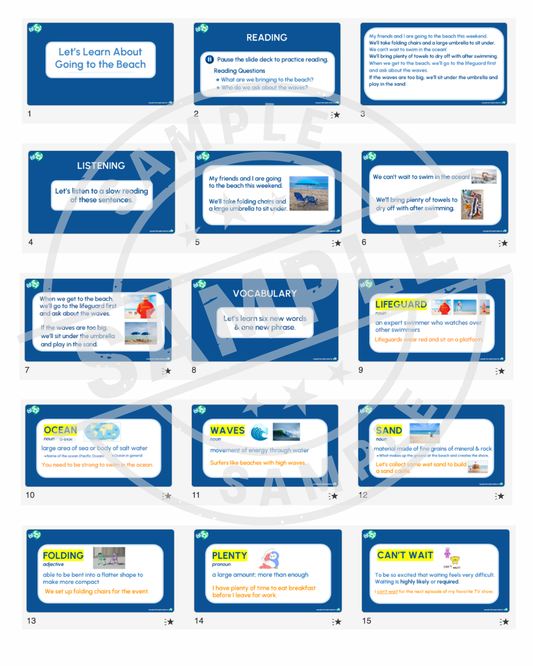 English Lesson Slide Deck: Going to the Beach