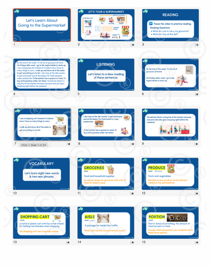 English Lesson Bundle: Going to the Supermarket