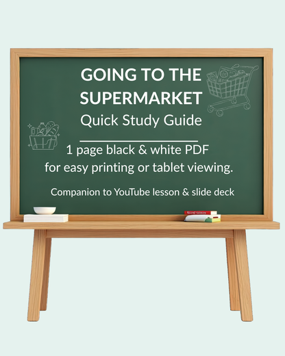 English Lesson Quick Study Guide: Going to the Supermarket