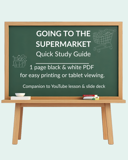 English Lesson Quick Study Guide: Going to the Supermarket