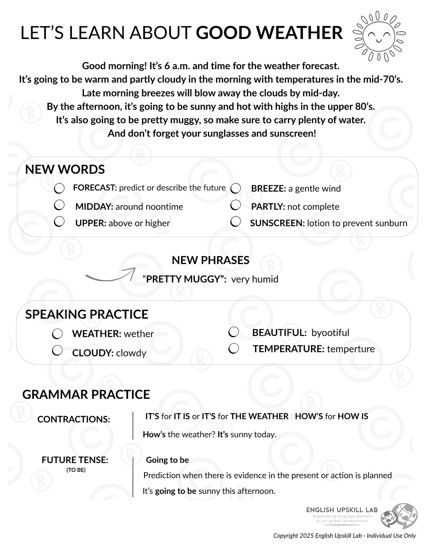 English Lesson Bundle: Good Weather