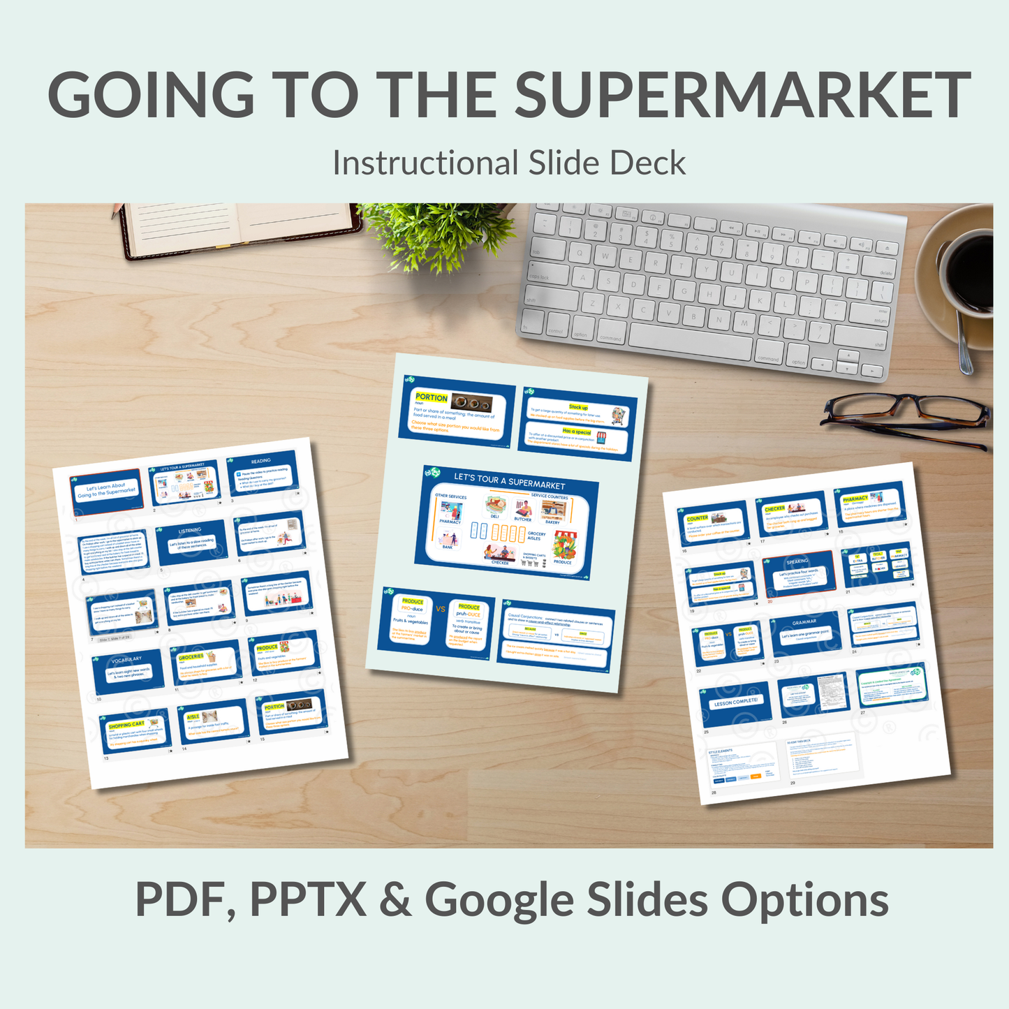 English Lesson Slide Deck: Going to the Supermarket